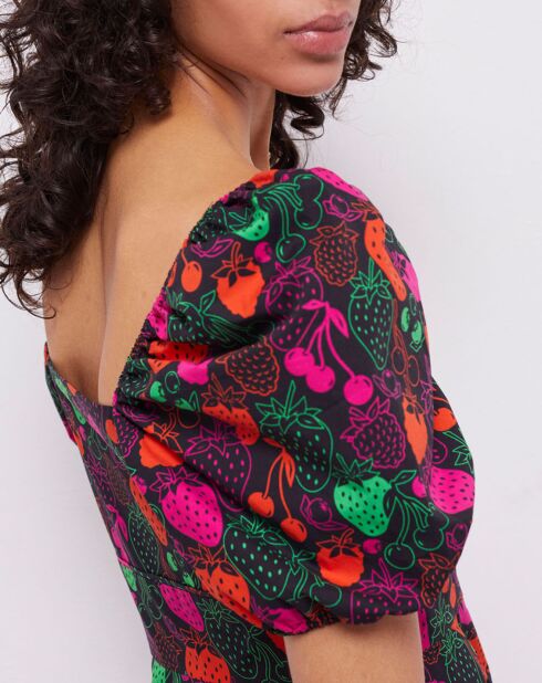 Robe courte imprimée multicolore