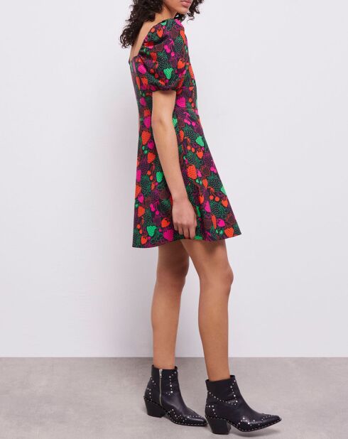Robe courte imprimée multicolore