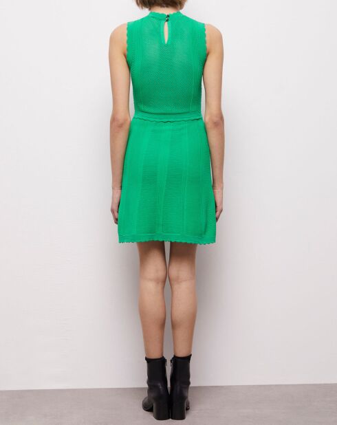 Robe courte en maille ajourée verte