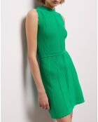 Robe courte en maille ajourée verte