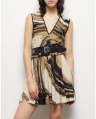 Robe courte imprimée beige
