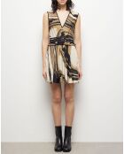 Robe courte imprimée beige