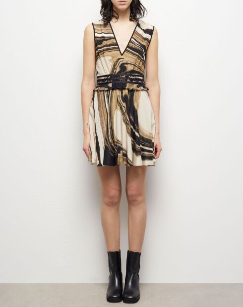 Robe courte imprimée beige