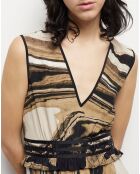 Robe courte imprimée beige