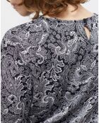 Robe courte à ceinture intégrée imprimée noire