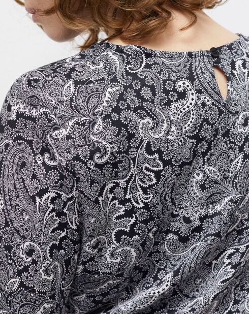 Robe courte à ceinture intégrée imprimée noire