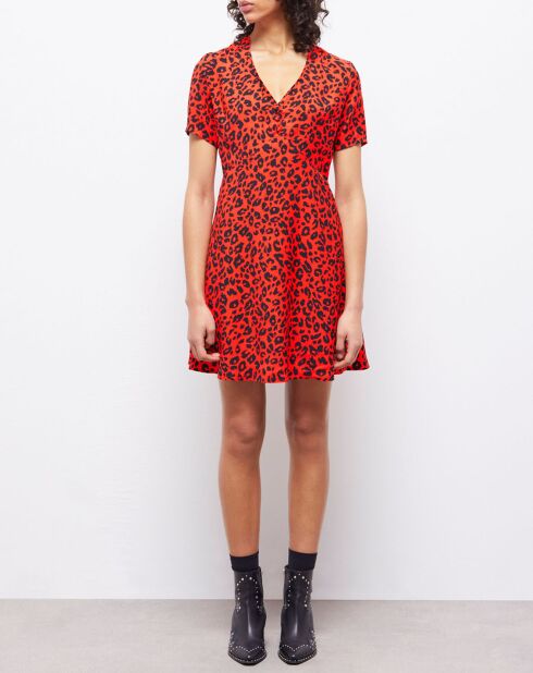 Robe courte léopard orange