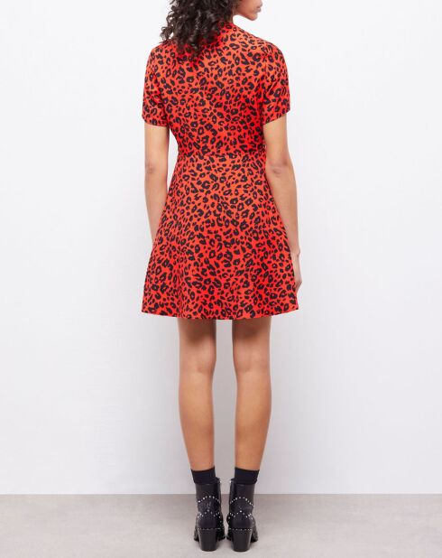 Robe courte léopard orange