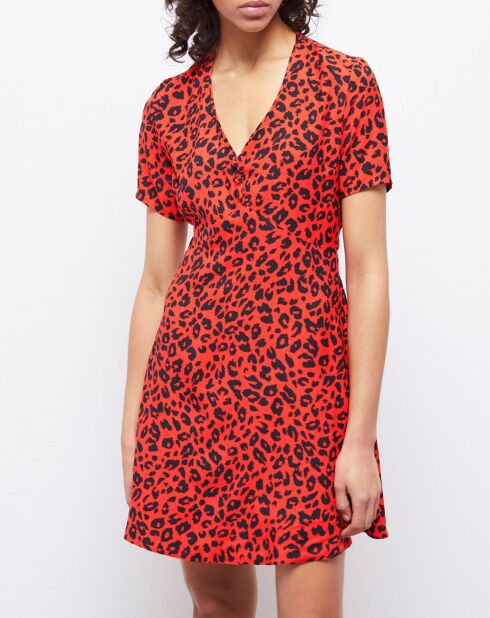 Robe courte léopard orange