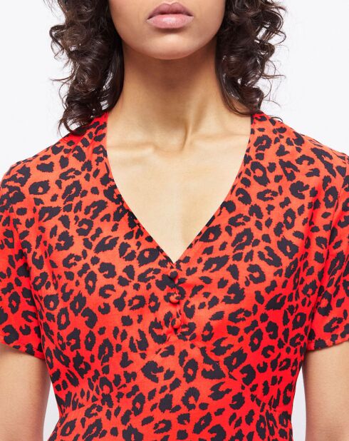 Robe courte léopard orange