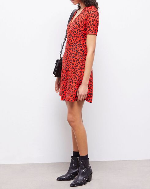 Robe courte léopard orange