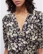 Robe portefeuille courte imprimée noire