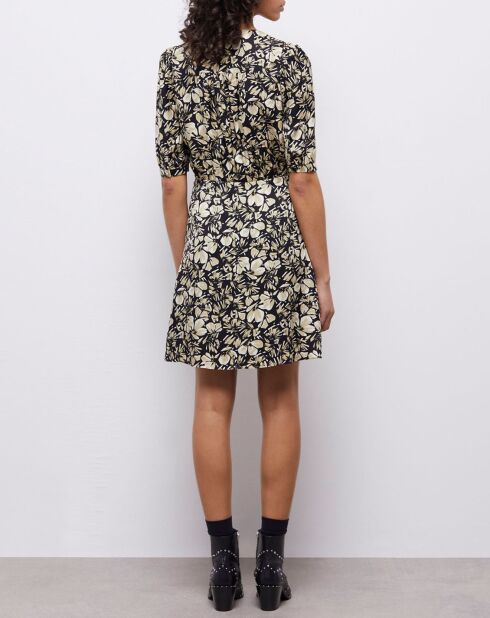 Robe portefeuille courte imprimée noire
