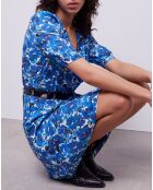 Robe portefeuille courte imprimée bleue