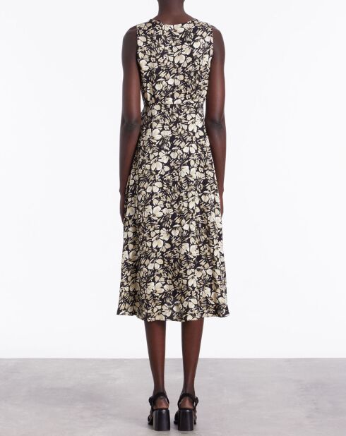 Robe longue imprimée sans manches noire