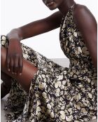 Robe longue imprimée sans manches noire