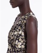 Robe longue imprimée sans manches noire