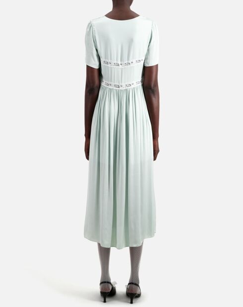 Robe longue avec détails en dentelle bleue