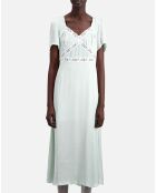 Robe longue avec détails en dentelle bleue