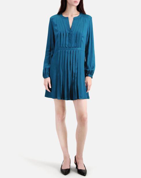 Robe courte avec plissage bleue