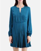 Robe courte avec plissage bleue
