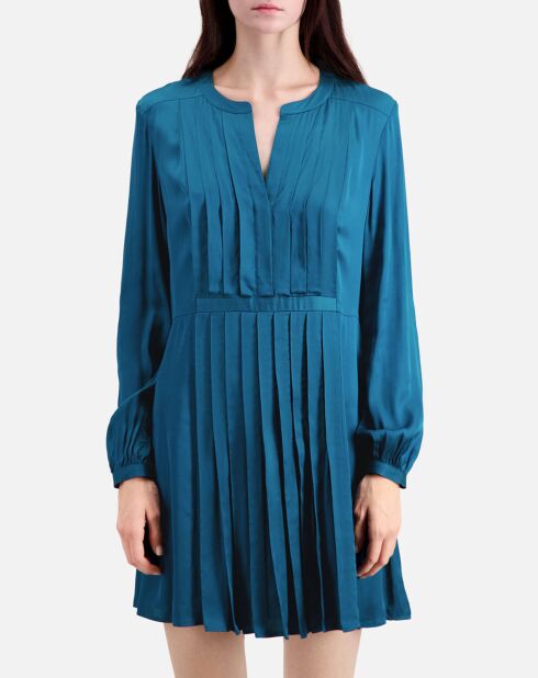 Robe courte avec plissage bleue