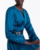 Robe courte avec plissage bleue