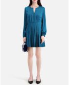 Robe courte avec plissage bleue