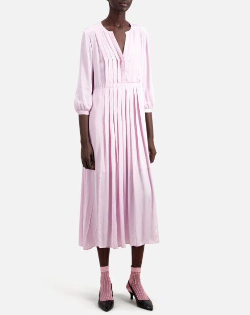 Robe courte avec plissage rose