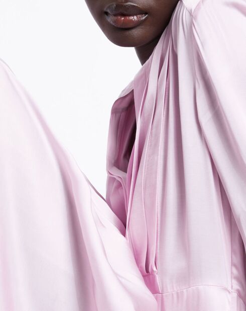 Robe courte avec plissage rose