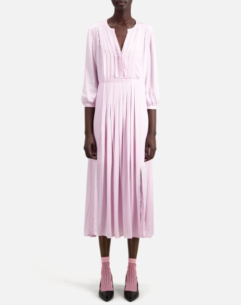 Robe courte avec plissage rose