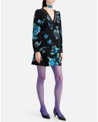 Robe courte imprimée avec détails en dentelle noire