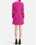 Robe courte imprimée avec plissage rose