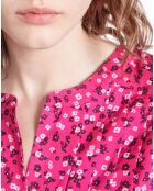 Robe courte imprimée avec plissage rose