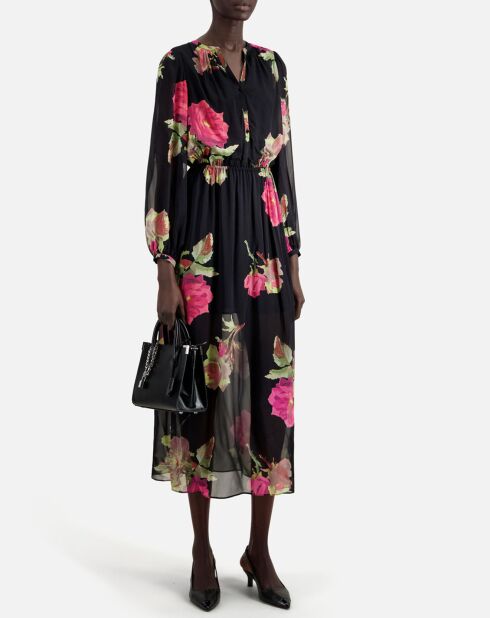 Robe longue imprimée noire