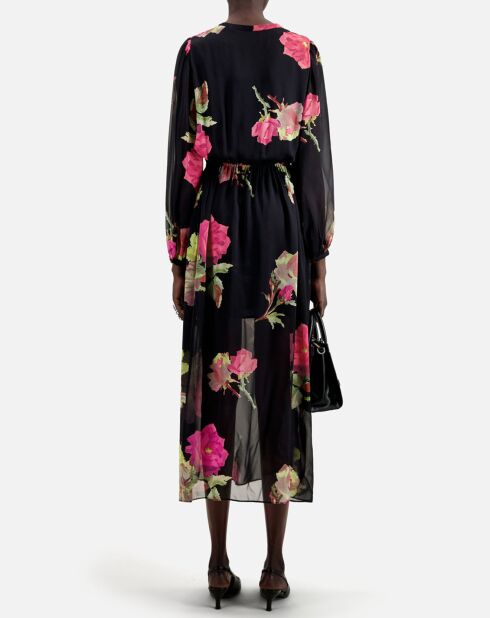 Robe longue imprimée noire