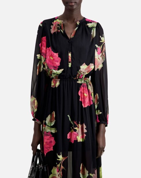 Robe longue imprimée noire