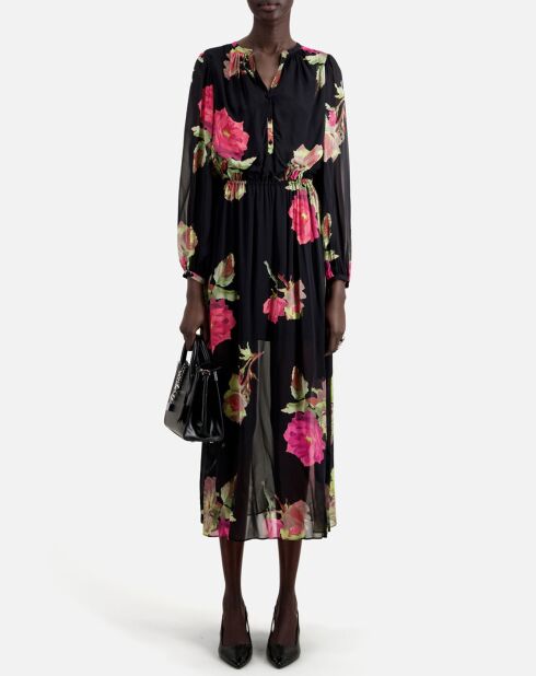 Robe longue imprimée noire