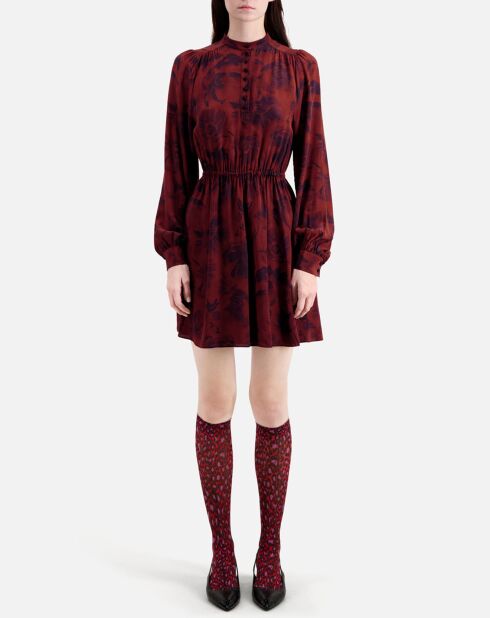 Robe courte 100% Soie imprimée rouge