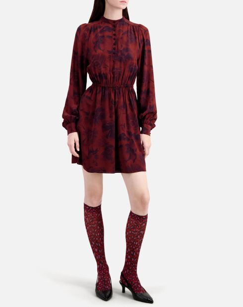 Robe courte 100% Soie imprimée rouge