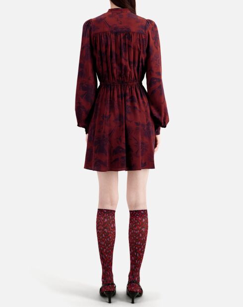 Robe courte 100% Soie imprimée rouge