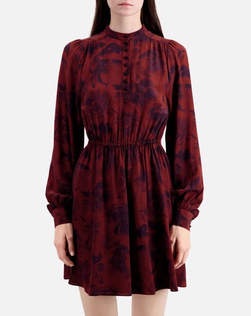 Robe courte 100% Soie imprimée rouge