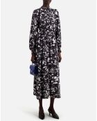 Robe courte 100% Soie imprimée noire