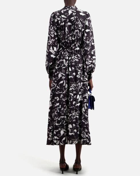 Robe courte 100% Soie imprimée noire