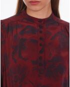 Robe courte 100% Soie imprimée rouge