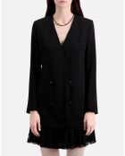 Robe courte effet tailleur en crêpe et dentelle noire