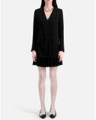 Robe courte effet tailleur en crêpe et dentelle noire