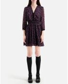 Robe courte imprimée avec smocks noire