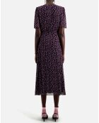 Robe portefeuille longue imprimée noire