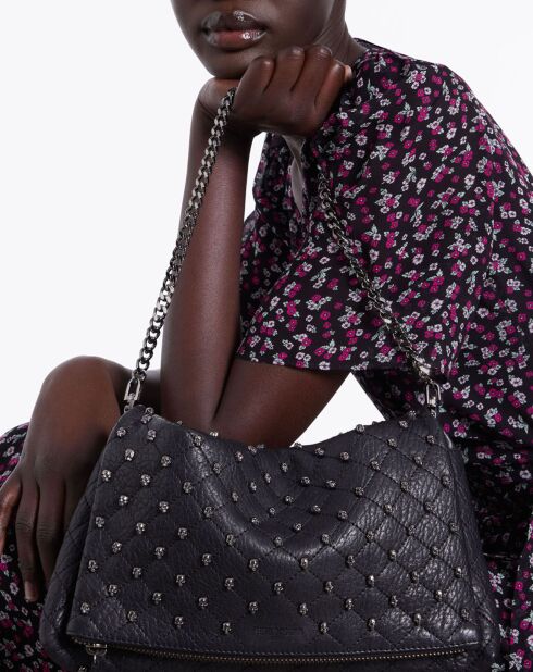 Robe portefeuille longue imprimée noire